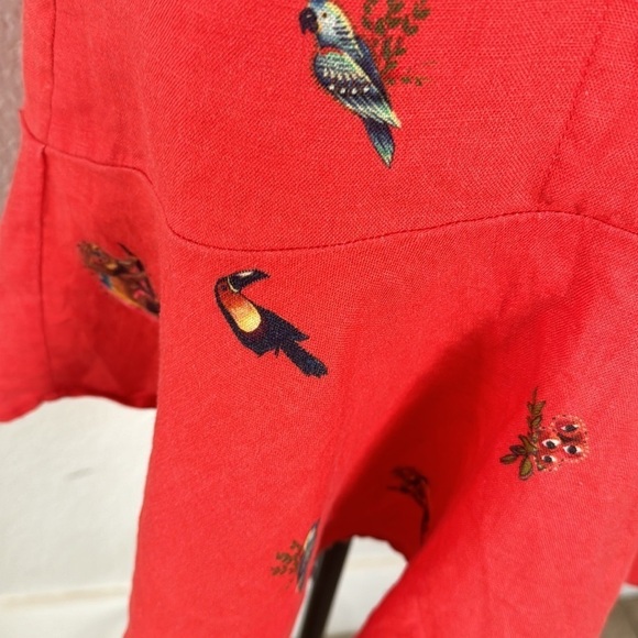 Farm Rio Red Linen Mini Dress Size S - Picture 4 of 7